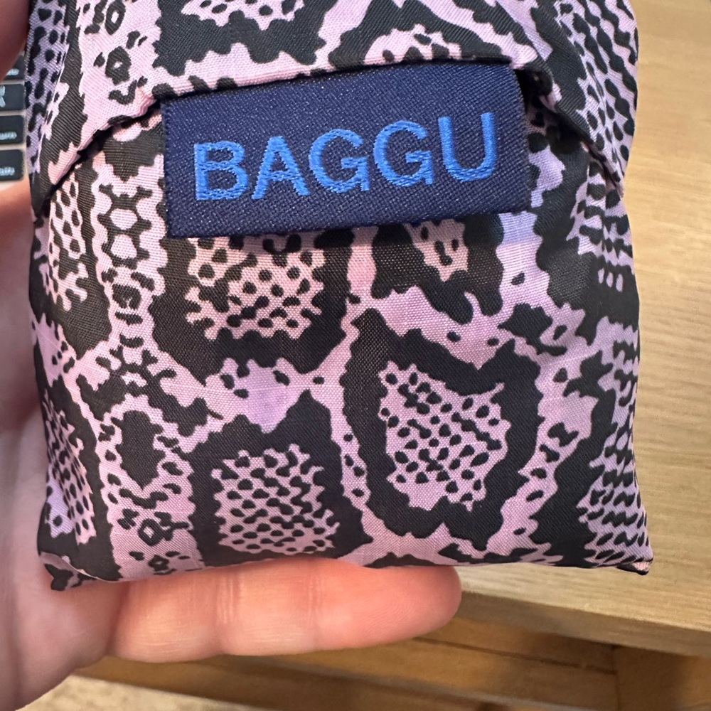 Baggu Pink and Black Packable Small Tote